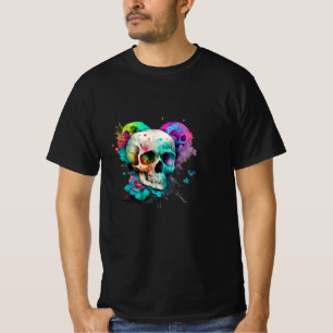 Camiseta Colorida Aquarela Coração Crônica e Flores
