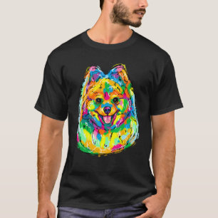 Camiseta Colorida Aquarela Pomerânia Retrato Pom Puppy