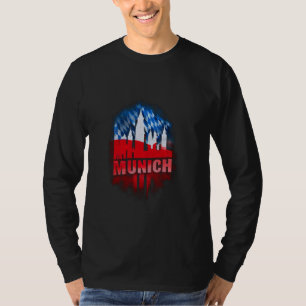 Camiseta Colorida Arte em Aquarela da Silhueta de Munique M