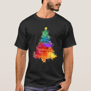 Camiseta Colorida Árvore de Natal Tie Dye Família de Nata