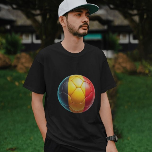 Camiseta Colorida bandeira belga Soccer Ball (Criador carregado)