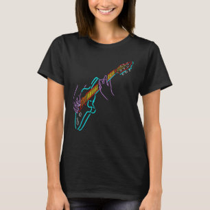 Camiseta Colorida Bass Guitarist's Hands Rock and Roll Guit