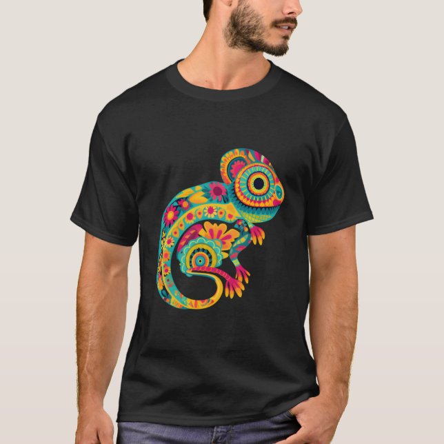 Camiseta Colorida Chameleon Design do México Lover (Frente)