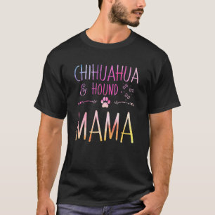 Camiseta Colorida Chihuahua e Hound Mama Tee Engraçado Cach