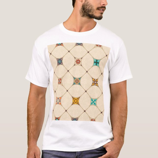 Camiseta Colorida Colchwork Islam Azulejo Árabe (Frente)
