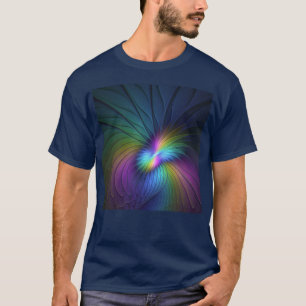 Camiseta Colorida Com Arte Fractal Abstrato Moderna Azul