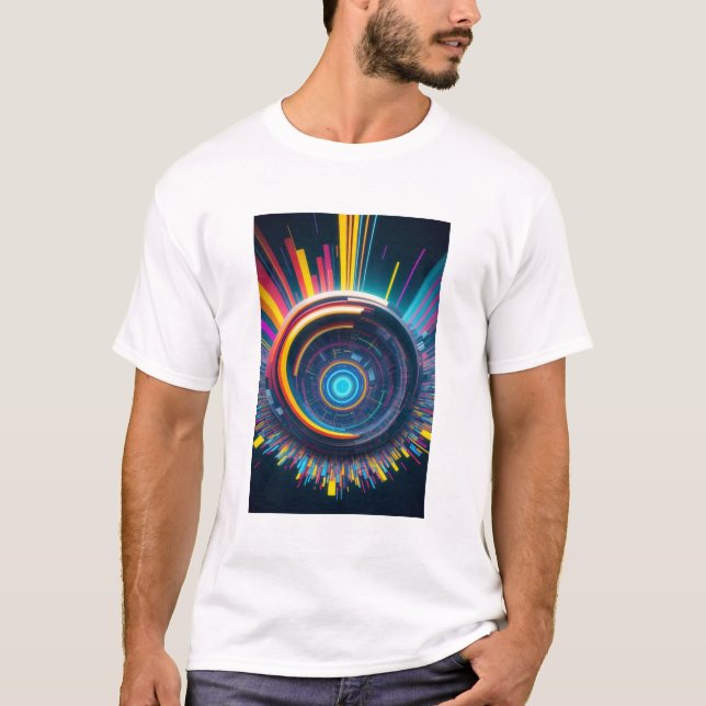 Camiseta colorida com falha geométrica (Frente)