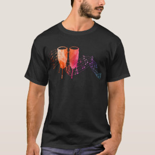 Camiseta Colorida Conga na folha de música para Conga Drumm