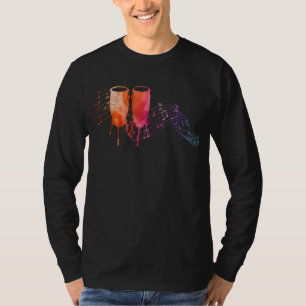 Camiseta Colorida Conga na folha de música para Conga Drumm