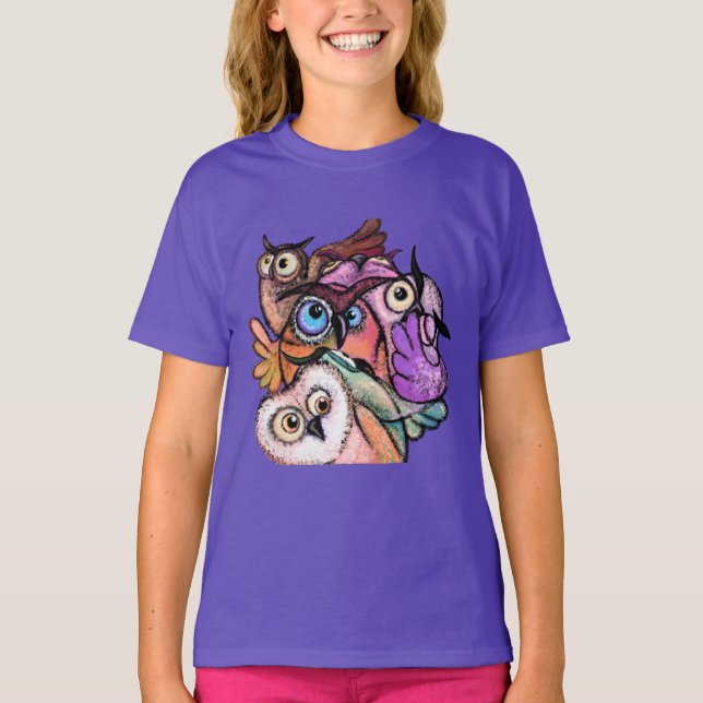 Camiseta Colorida Corujas (Frente)