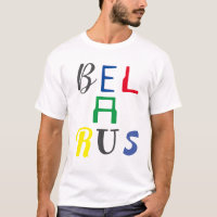 Camiseta Colorida da Bielorrússia Letras Divertida