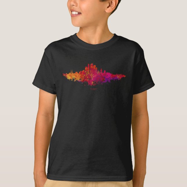 Camiseta Colorida da Skyline de Los Angeles (Frente)