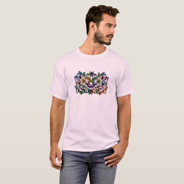 Camiseta Colorida de Padrão Humano Abstrato | Mode (Frente Completa)