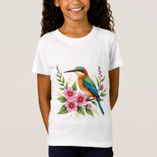 Camiseta Colorida de Pássaro em Aquarela