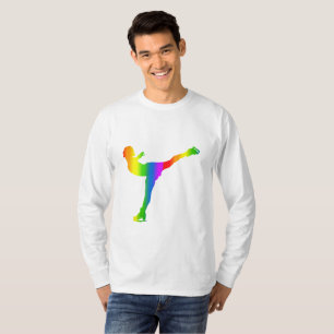 Camiseta Colorida de Patinação no Gelo Arco-Íris M