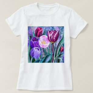 Camiseta Colorida de Tulipas