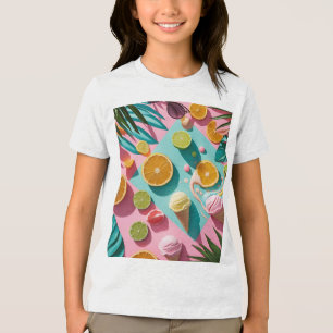 Camiseta Colorida de Verão Tropical para Crianças 
