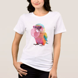 Camiseta Colorida do Papagaio | Pássaro Bubblegum 
