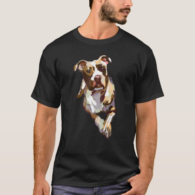 Camiseta Colorida Esplash Pitbull Cachorro (Frente)