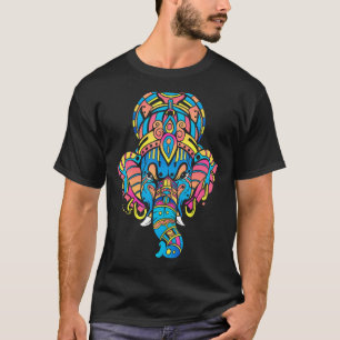 Camiseta Colorida Estátua de Ganesha Hinduísmo Yoga