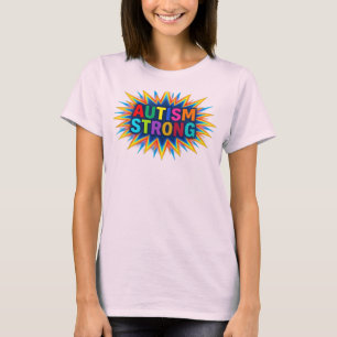 Camiseta Colorida Explosão de Estrela Autism Forte
