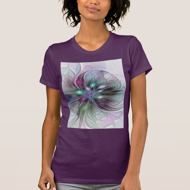 Camiseta Colorida Fantasy Abstrato Moderna Flor Fractal (Frente)