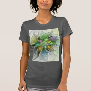 Camiseta Colorida Fantasy Flor Moderno Abstrato Fractal