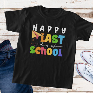 Camiseta Colorida "Feliz Último Dia da Escola" Criança