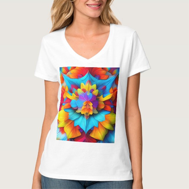 Camiseta Colorida Floral Mandala Design (Frente)