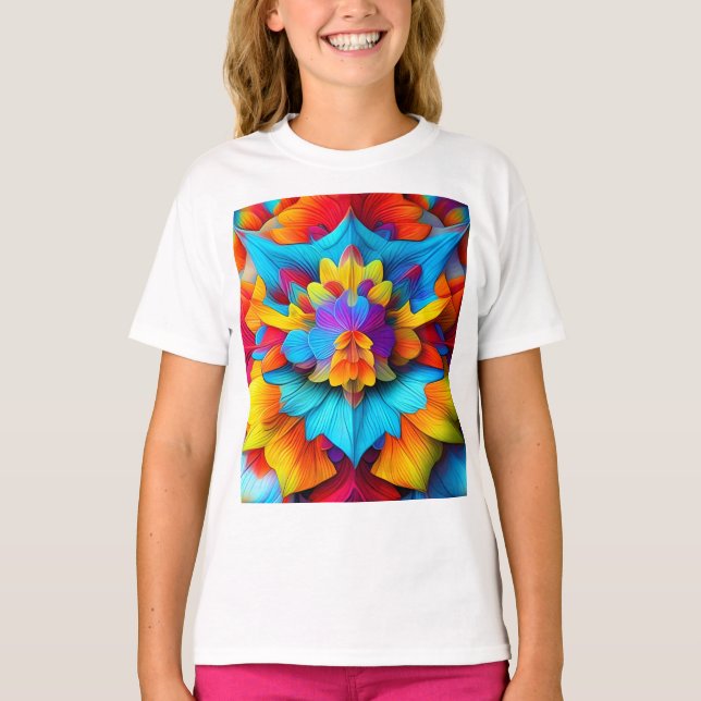 Camiseta Colorida Floral Mandala Design (Frente)