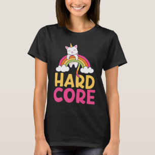 Camiseta Colorida Hardcore Punk Rainbow Cat Unicorn Unicat