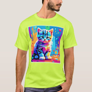 Camiseta Colorida Kitten Design