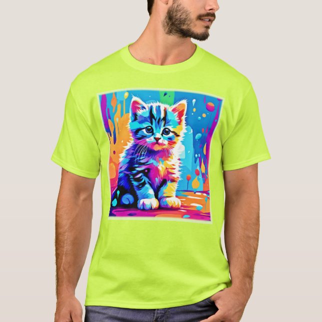 Camiseta Colorida Kitten Design (Frente)
