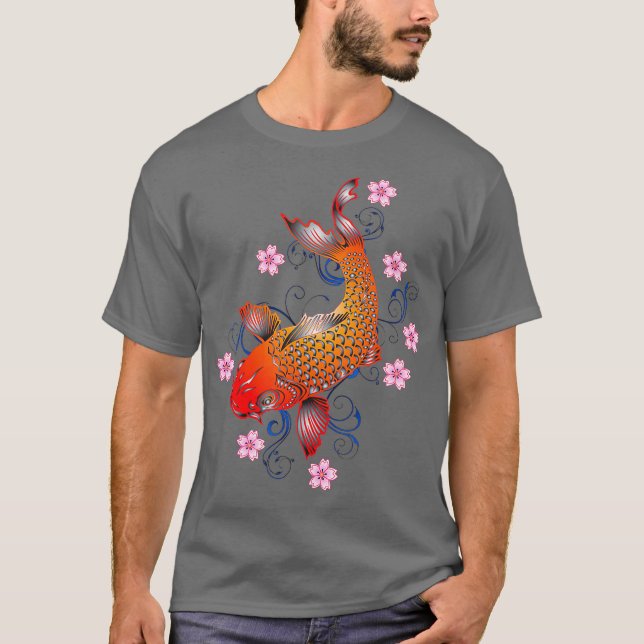 Camiseta Colorida Koi Fish Goldfish Design (Frente)