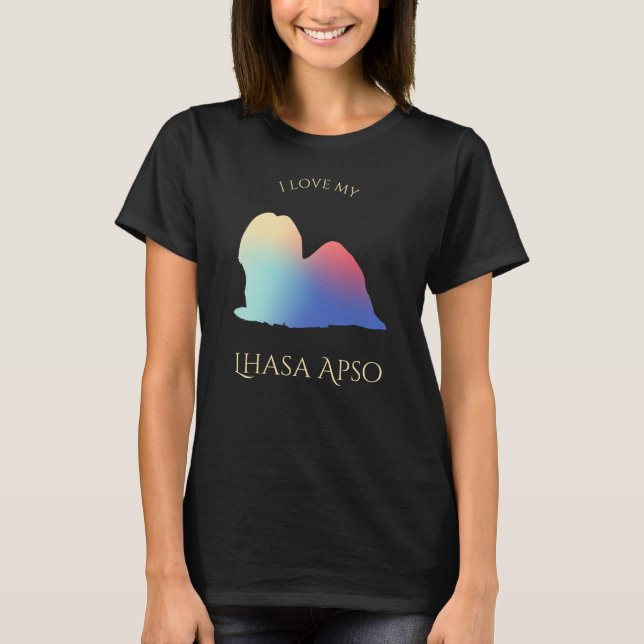 Camiseta Colorida Lhasa Apso Silhouette (Frente)
