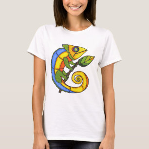Camiseta Colorida Lizard em uma Ramificação