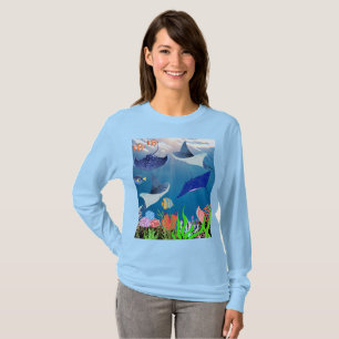 Camiseta Colorida Mantas Stingray Undersea Serenity T-Shirt