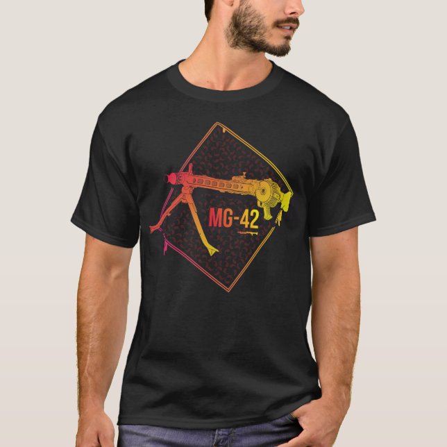 Camiseta Colorida metralhadora alemã MG-42 (Frente)