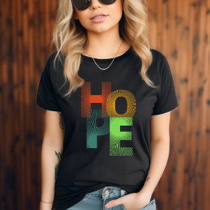 Camiseta Colorida Moderna Typografia Hope T-shirt