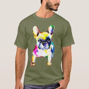 Camiseta Colorida Pai do Bulldog Francês Mãe Garota