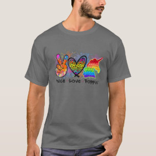Camiseta Colorida Peace Love Unicorn Pop It Fidget Toy