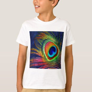 Camiseta Colorida Peacock Feather Impressão