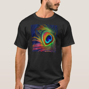 Camiseta Colorida Peacock Feather Impressão