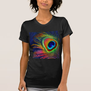 Camiseta Colorida Peacock Feather Impressão