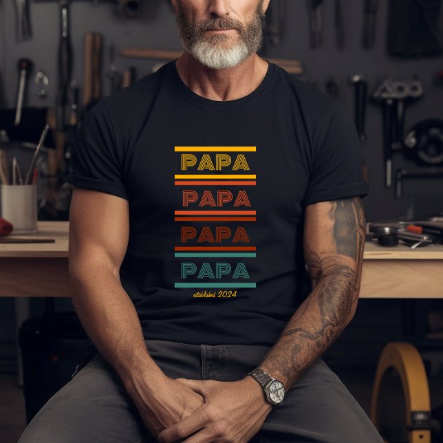 Camiseta Colorida Retro Papa T-Shirt (Criador carregado)