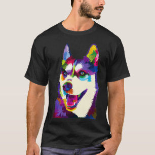 Camiseta Colorida Siberiana husky brilhante brilhante Dog