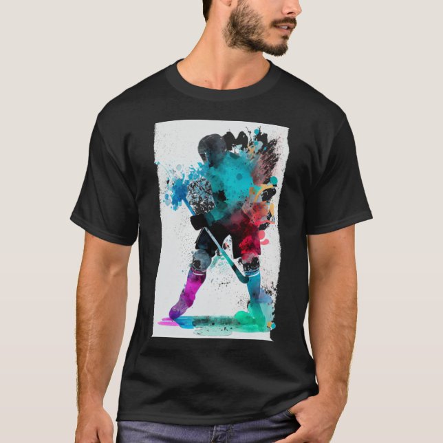 Camiseta Colorida sorvete de hóquei no gelo (Frente)