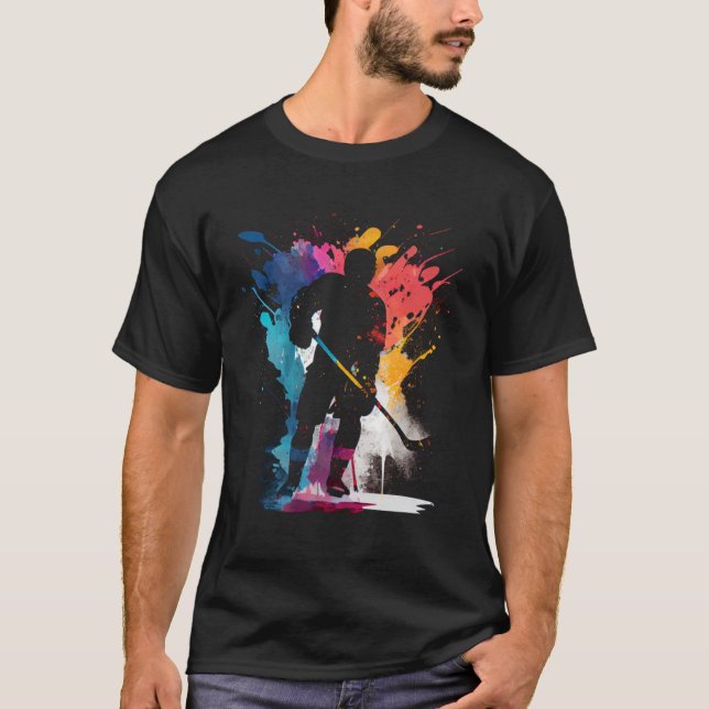 Camiseta Colorida sorvete de hóquei no gelo (Frente)