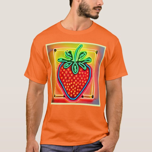 Camiseta Colorida Strawberry Neon Glow (Frente)