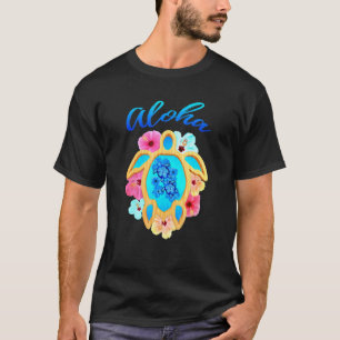 Camiseta Colorido Aloha Hawaii Vacante Tartaruga Marítima